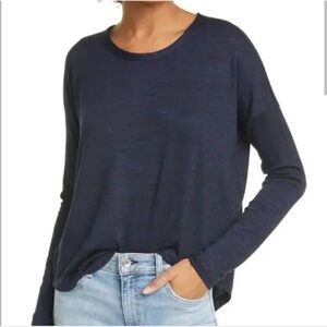 Rag & Bone Hudson Long Sleeve Navy Blue & Black T-Shirt | L